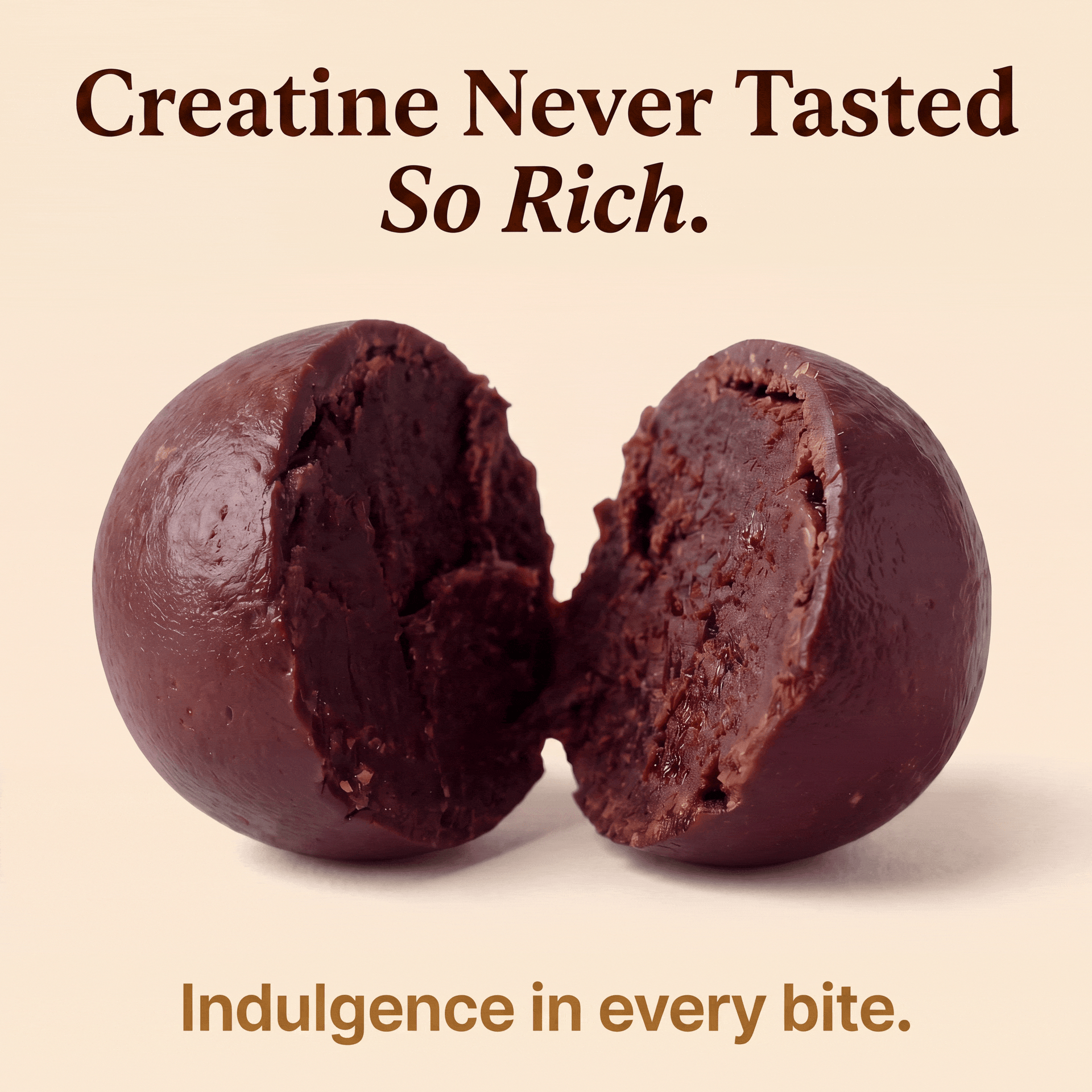 Indulgence in every bite — rich dark chocolate creatine